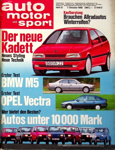 Deckblatt Auto Motor und Sport (21/1988)